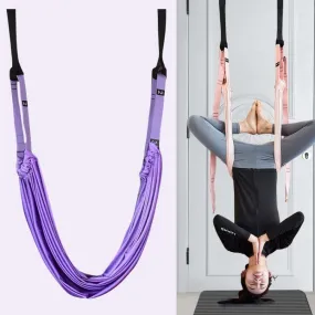 2 in 1 Home Yoga Hammock Indoor Stretching Sling Stretch Widening Yoga Strap   Door Buckle Storage Bag Set(Purple)