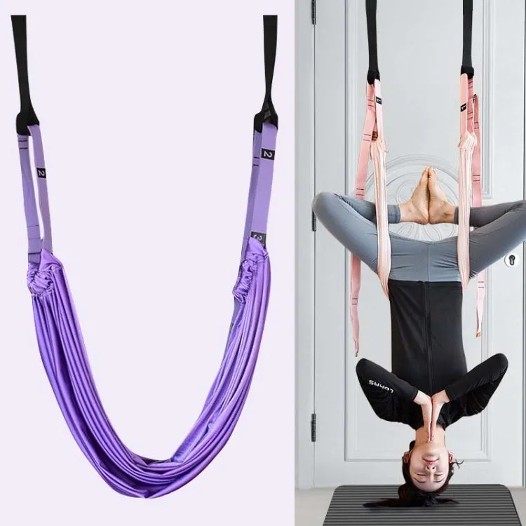 2 in 1 Home Yoga Hammock Indoor Stretching Sling Stretch Widening Yoga Strap   Door Buckle Storage Bag Set(Purple)