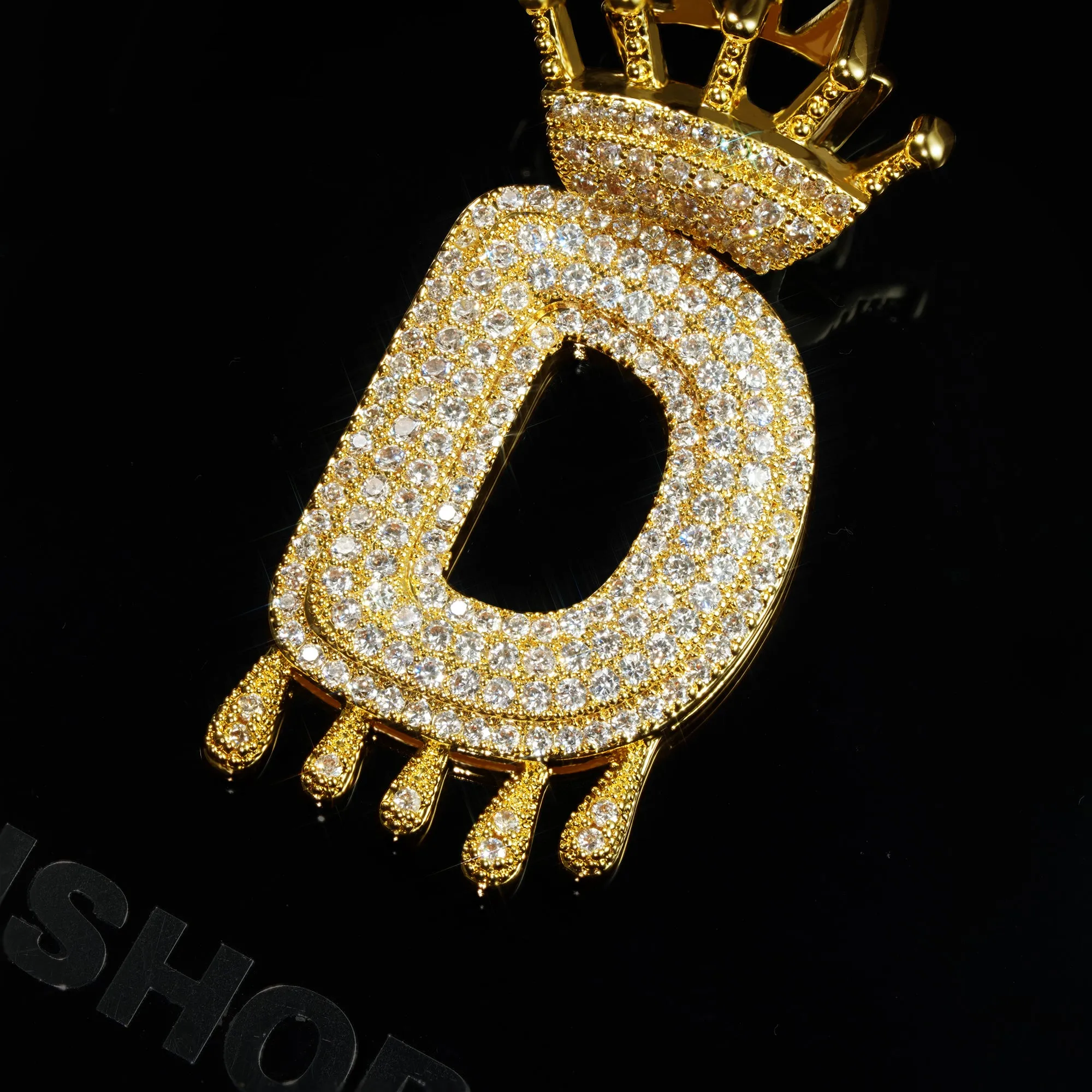 22mm  Iced Micro-inlay Zircon Crown Letter Hip Hop Pendant # Rapper Chain