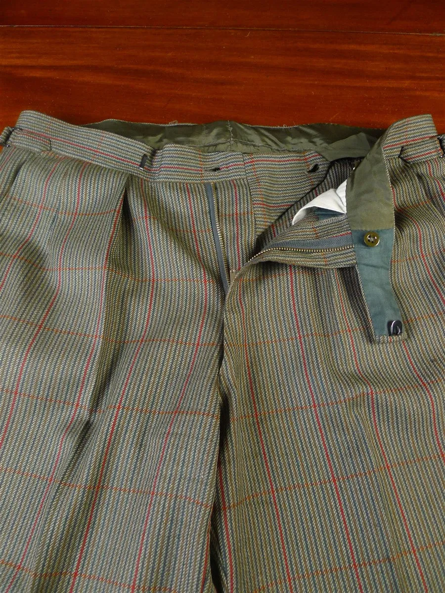 24/0929 vintage john kent savile row bespoke green / red wp check tweed country suit 41-42 short to regular