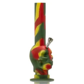 26cm Silicone Waterpipe - Rasta Skull