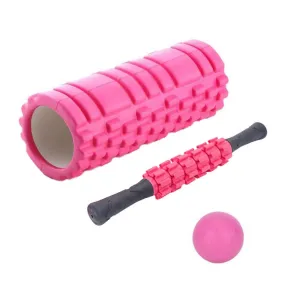 33cm 3pcs/set EVA Hollow Foam Roller Muscle Relaxation Roller Yoga Column Set Fitness Equipment(Pink)