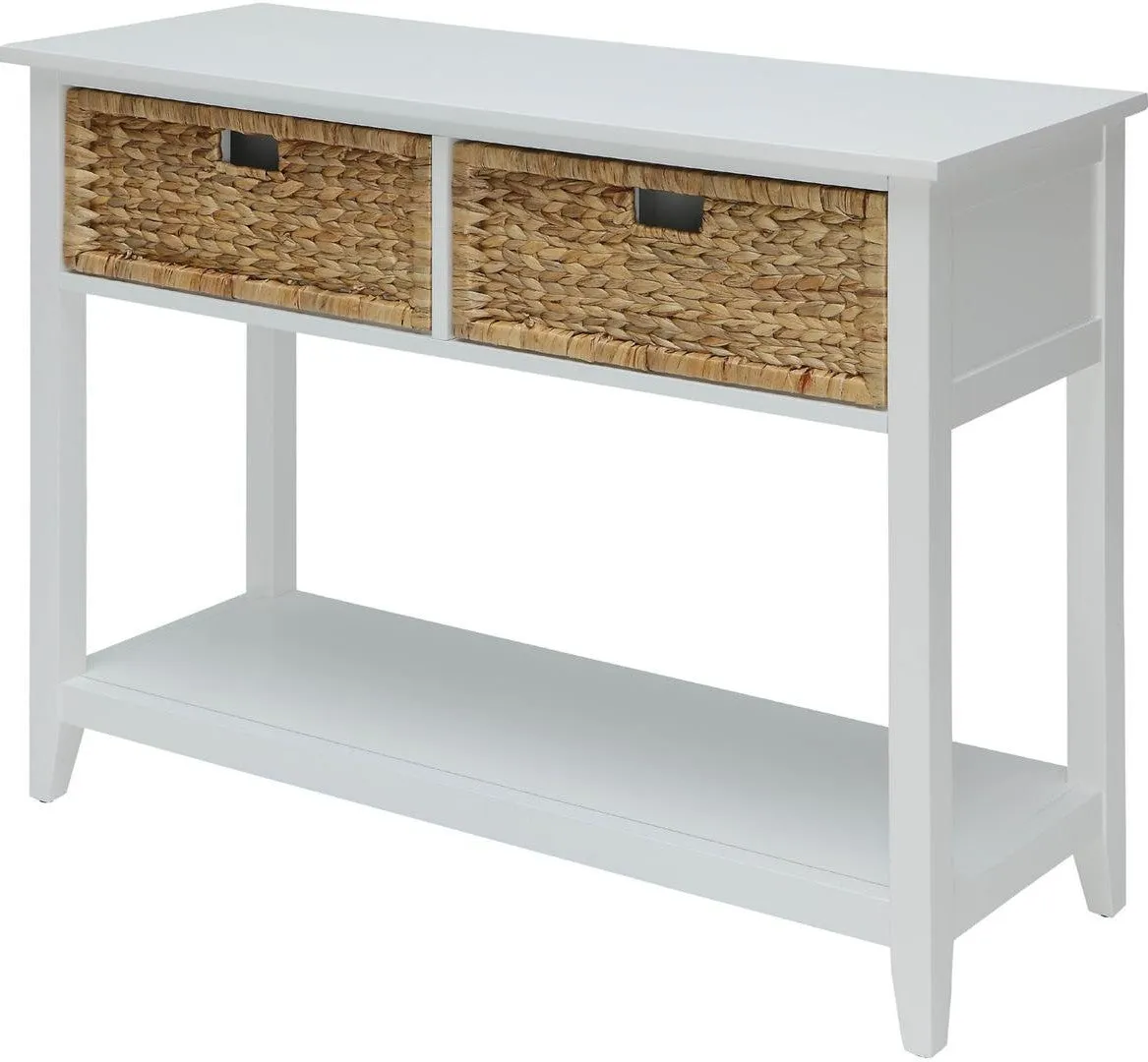 44" White Solid Wood Console Table And Drawers