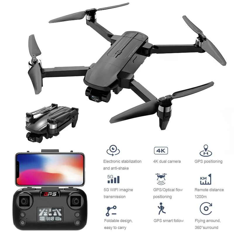 4K Drone B6SE GPS FPV 5G EIS Camera Brushless 3-Axis Gimbal 1.2KM RC Quadcopter