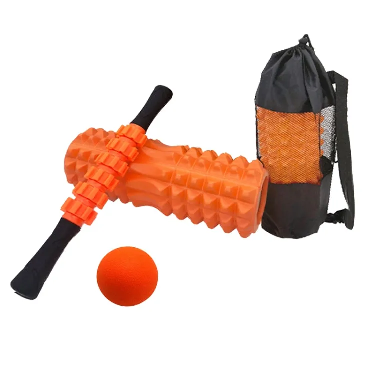 4pcs/set Crescent Hollow Foam Roller Yoga Column Set Fitness Muscle Relaxation Massager Set(45cm Orange)