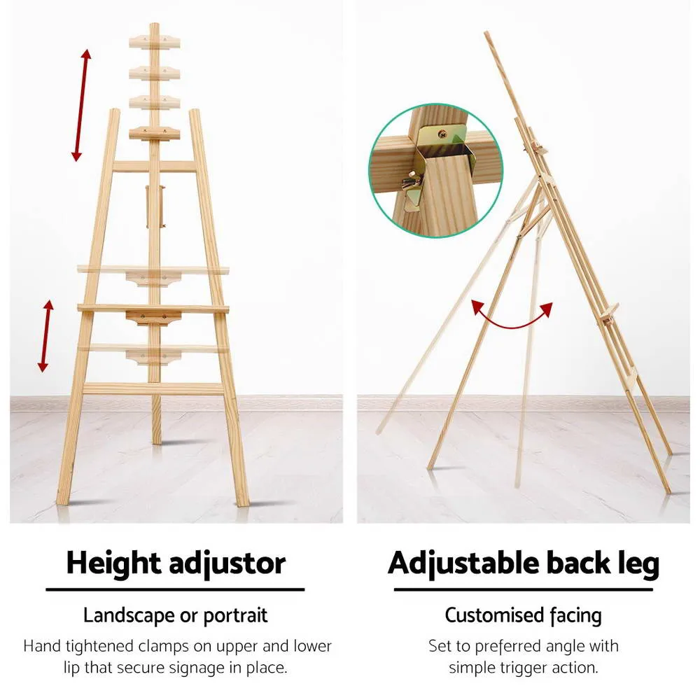 Adjustable Pine Wood Floor Easel, 175cm A-Frame - Artiss