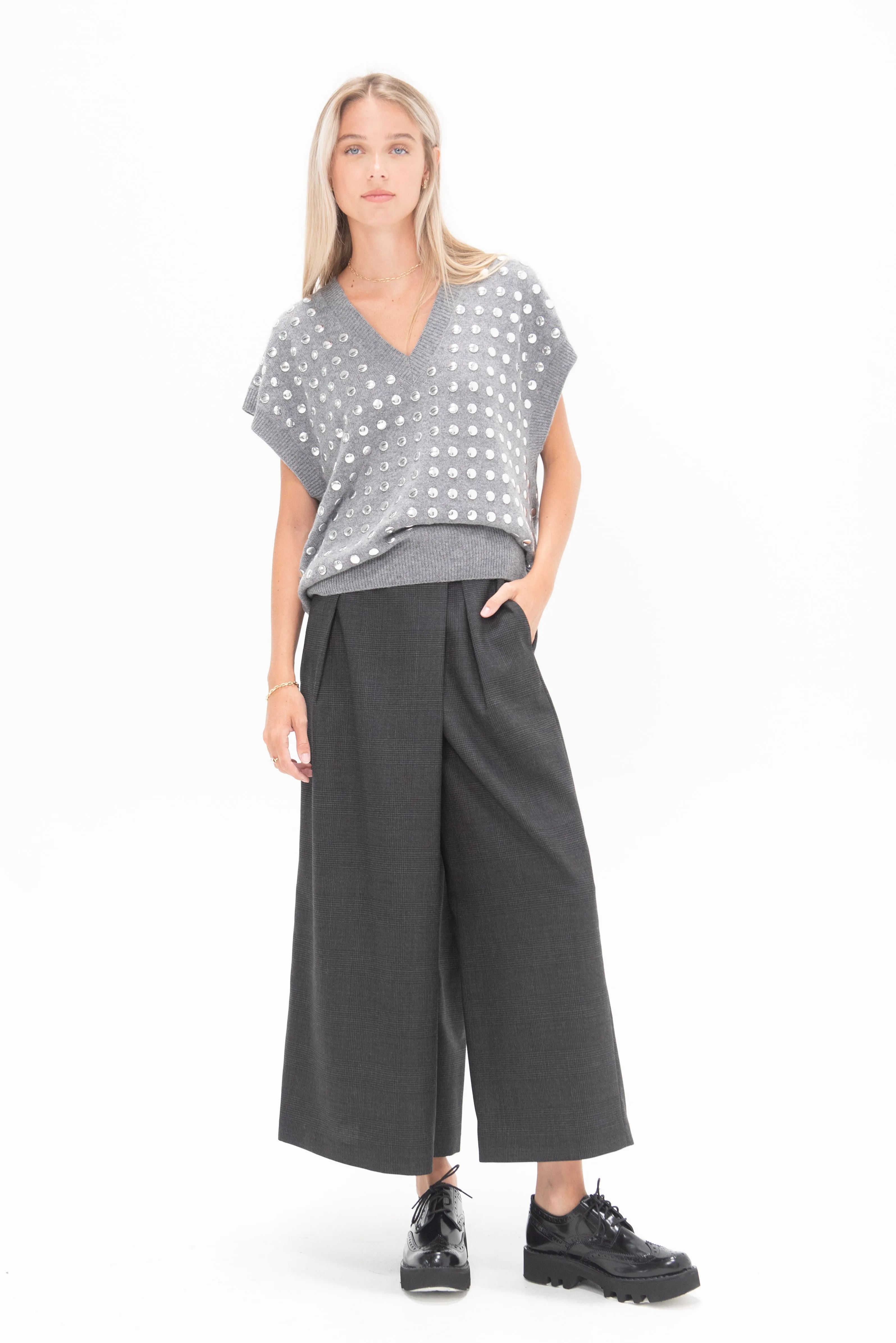 Adler Glenplaid Wrap Pant, Grey Multi