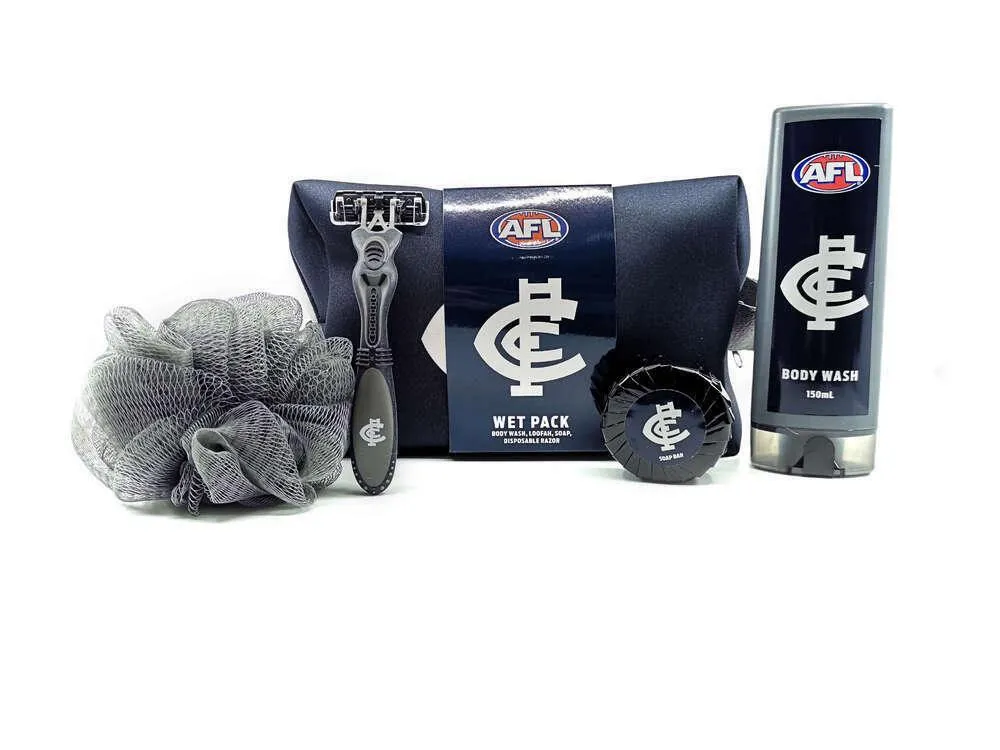 AFL Toiletry Gift Set - Carlton Blues - Bag Body Wash Razor Soap Loofah