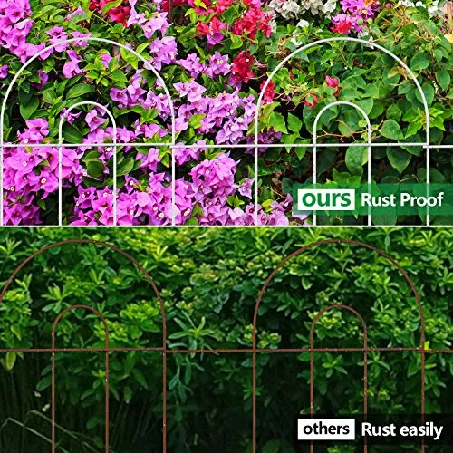 Amagabeli Decorative Garden Fence 18 in x 50 ft Rustproof White Iron Landscape Fencing ET298