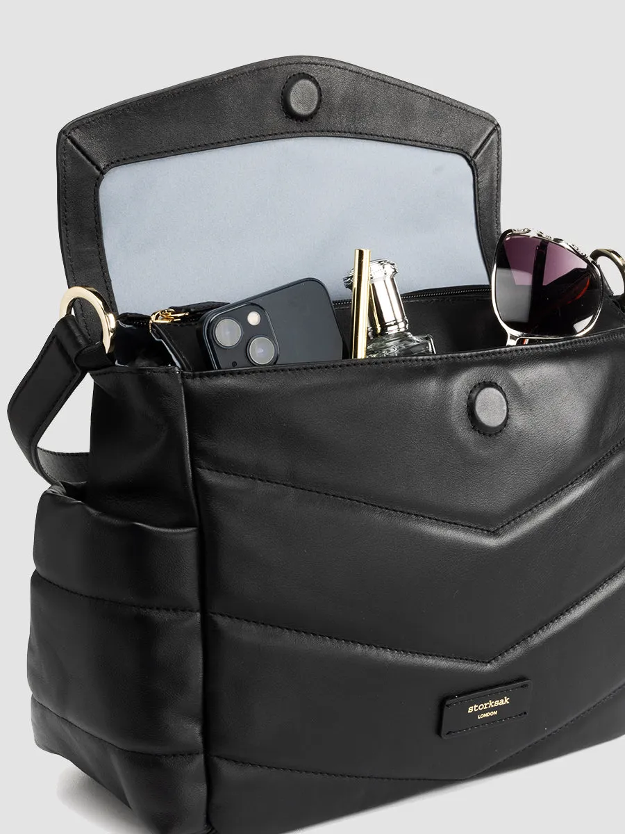 Aria Leather Compact Changing Bag Black