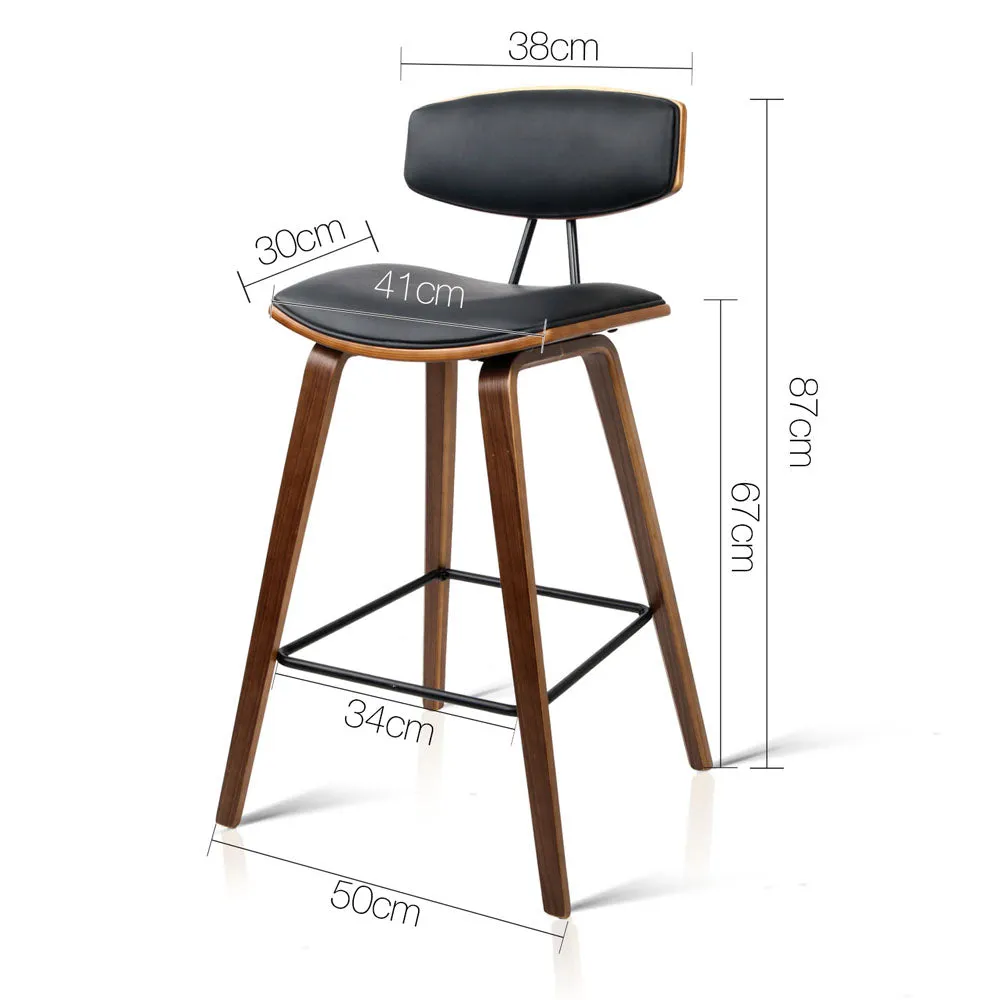 Artiss Set of 2 PU Leather Bar Stools - Black