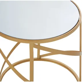 Avantis Gold Framed Round Mirror Tables - Set of 2