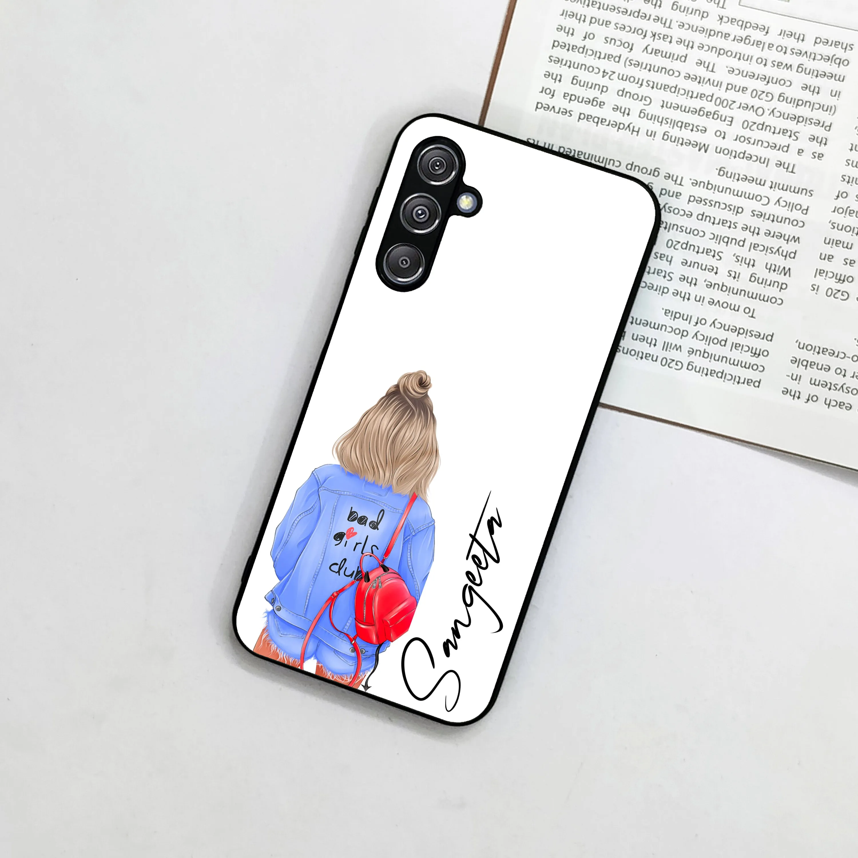 Bag Girl Customize Name Glass Case For Samsung