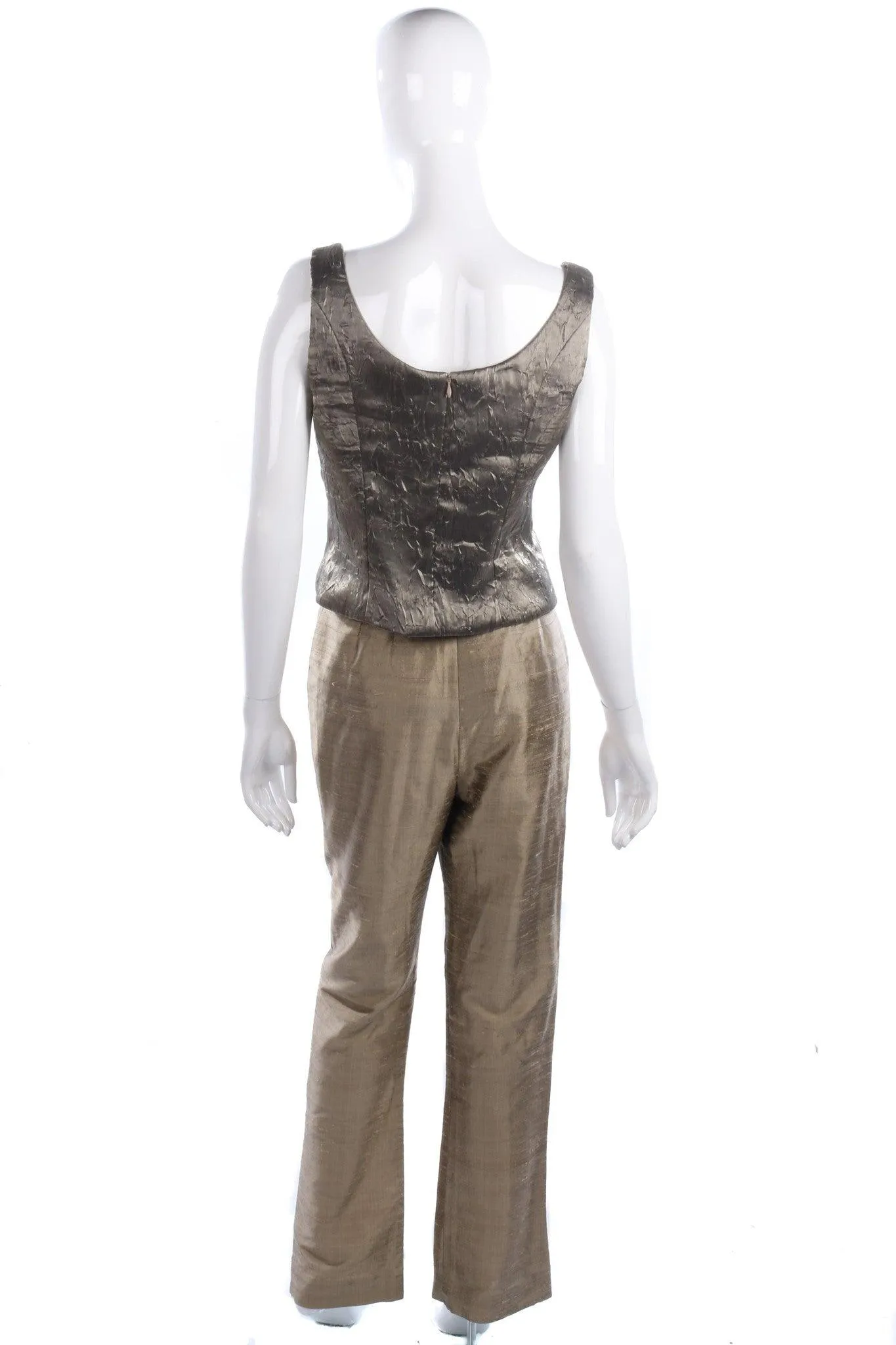 Beatrice Von Tresckow 100% Silk Top and Trousers Sage Green UK 10