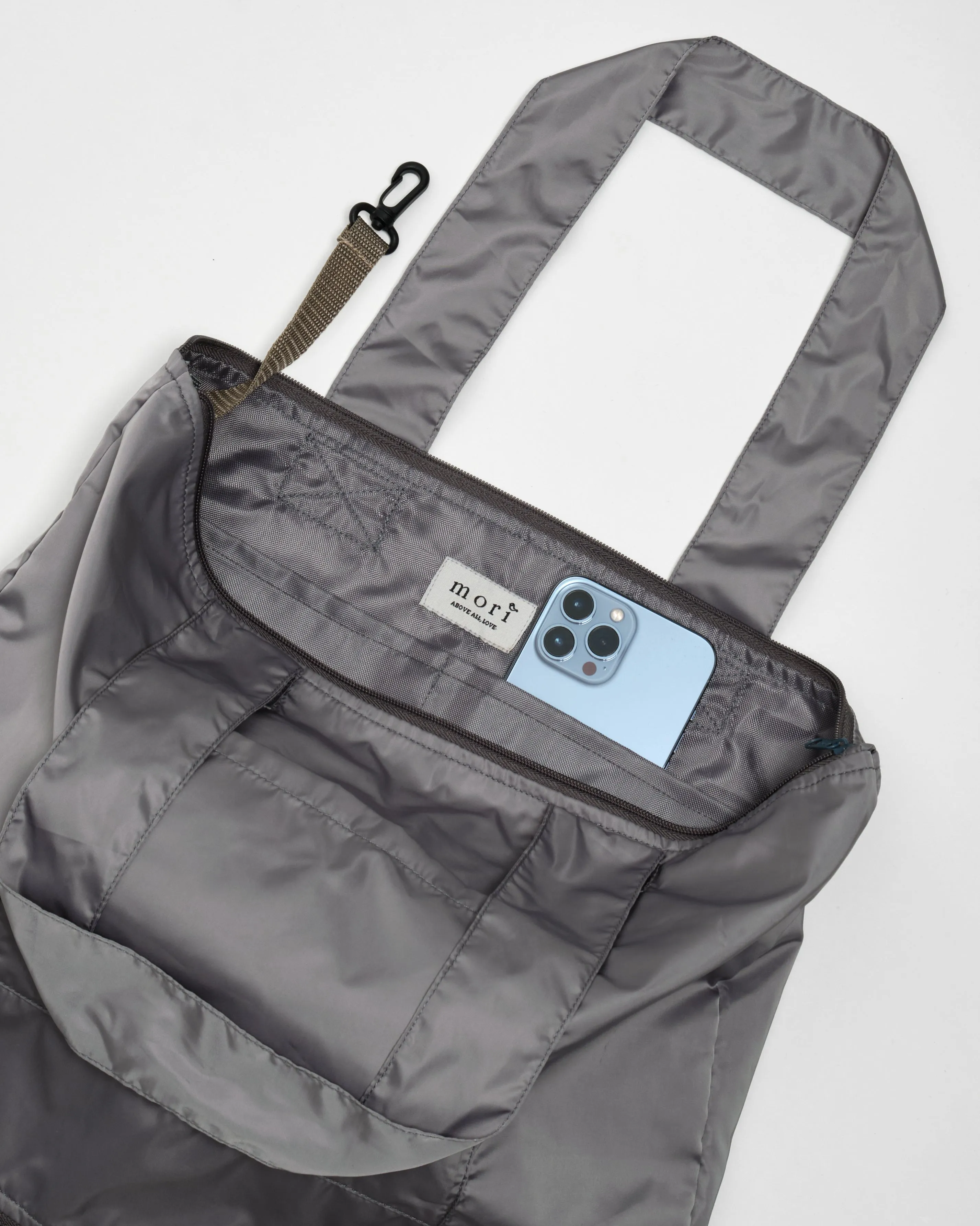 Birds and Lilies Grey CarryAll Expandable Washable Tote Bag 2.0