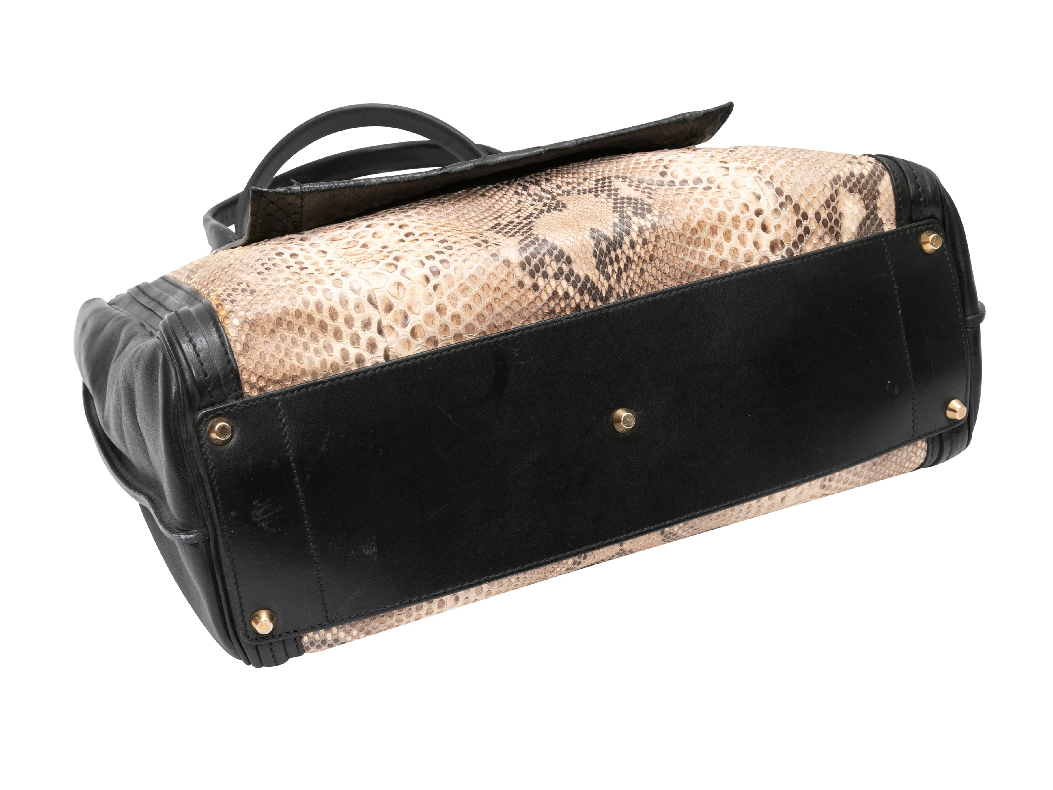 Black & Beige Chloe Leather & Python Tote Bag