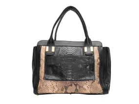 Black & Beige Chloe Leather & Python Tote Bag