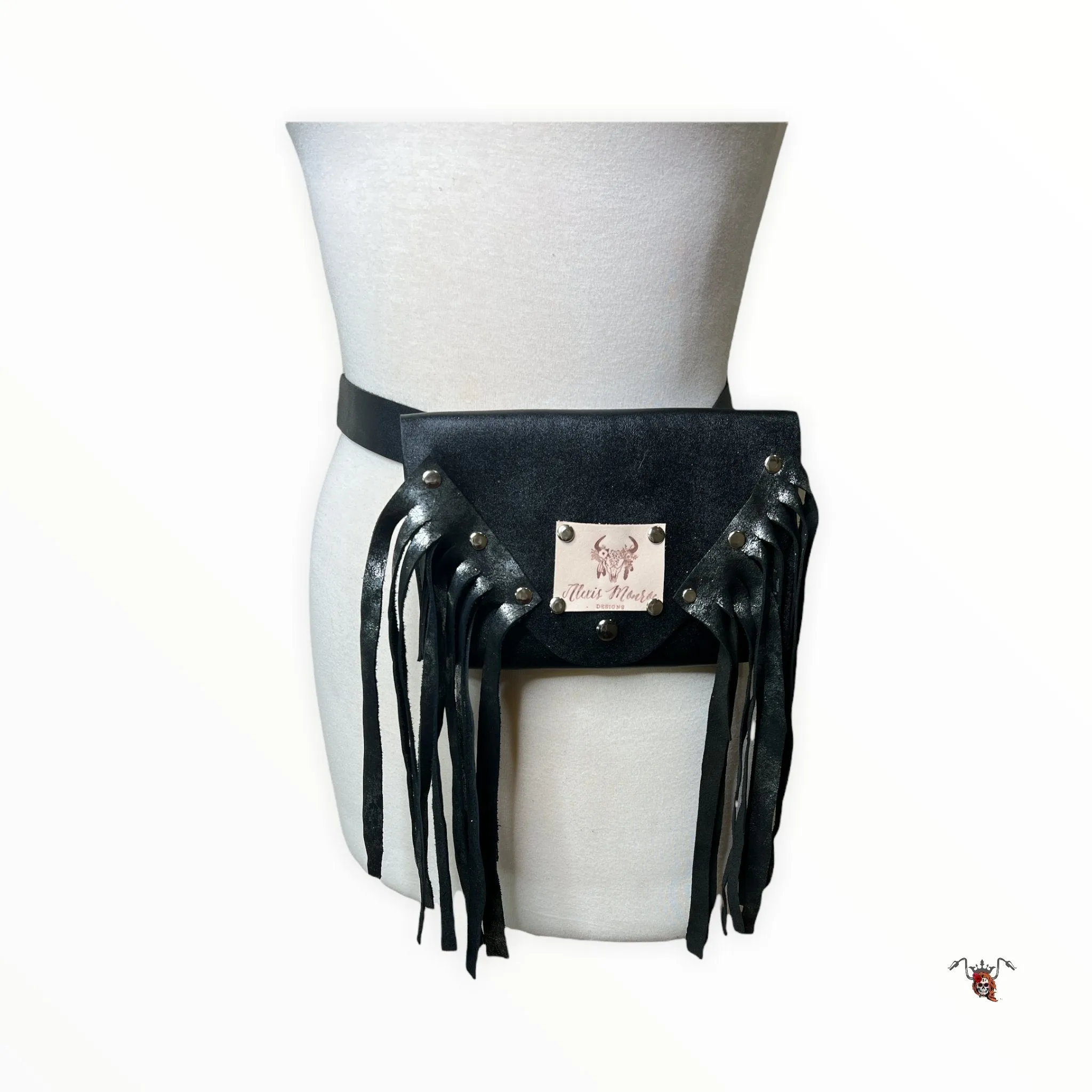 Black Baddie Fringe Belt Purse