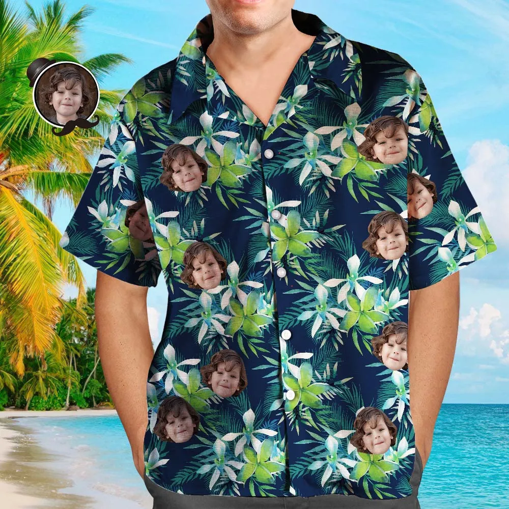 Black Friday Custom Hawaiian Shirt with Face Custom Dog Face Hawaiian Shirt Leaves Tropical Shirts for Christmas