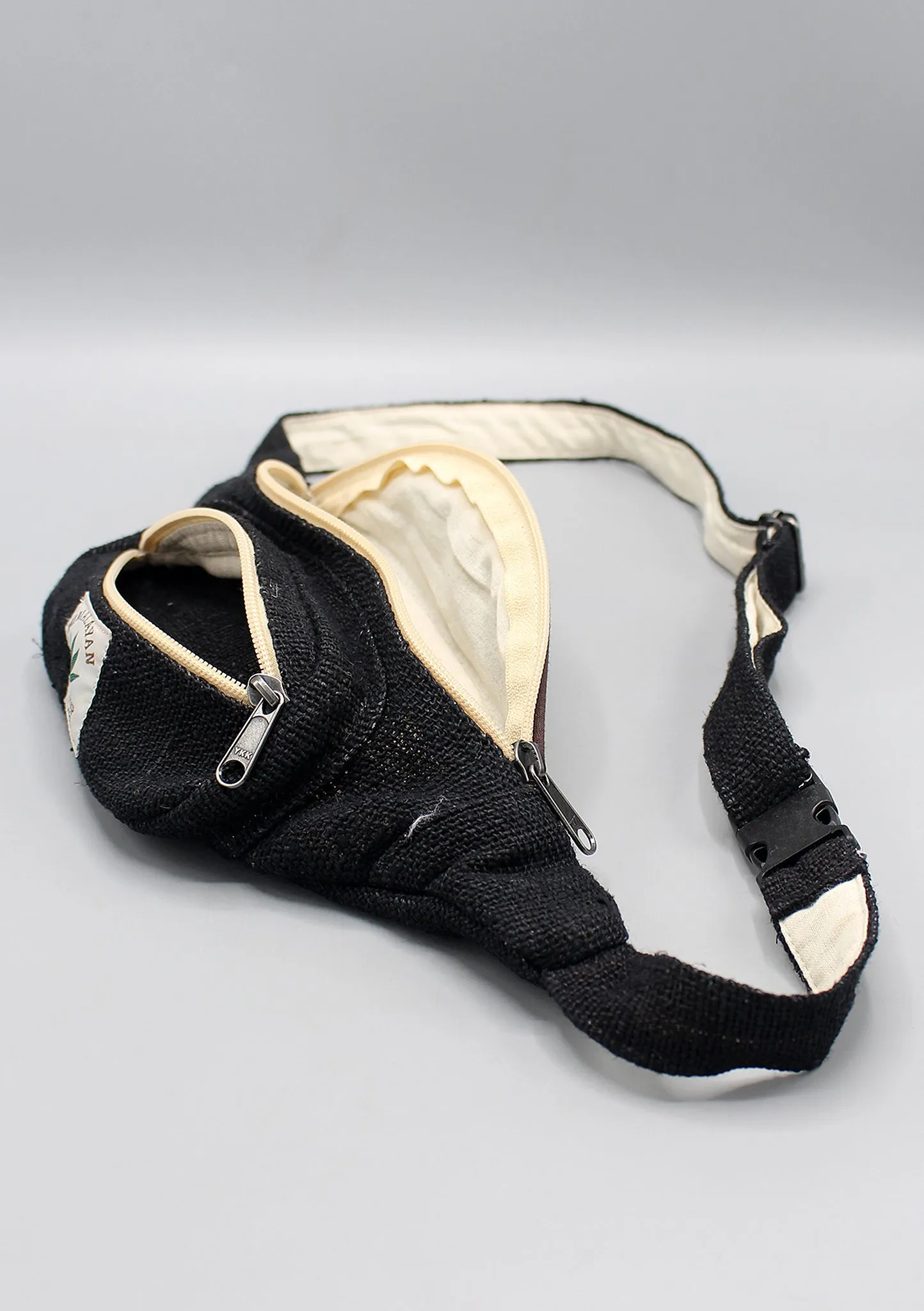 Black Hemp Fanny Pack, Hemp Waist Utility Belt, Hemp money bag