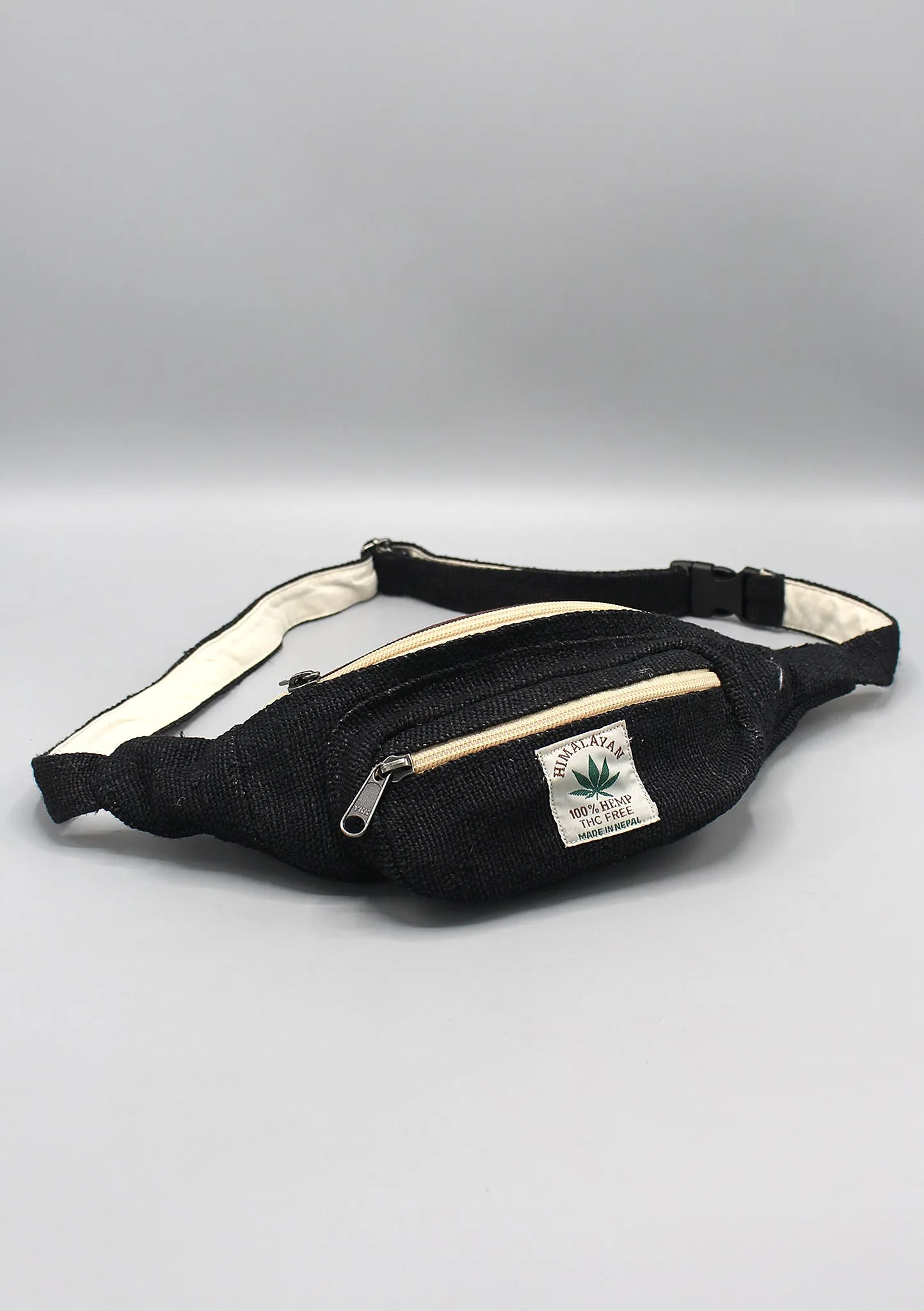 Black Hemp Fanny Pack, Hemp Waist Utility Belt, Hemp money bag