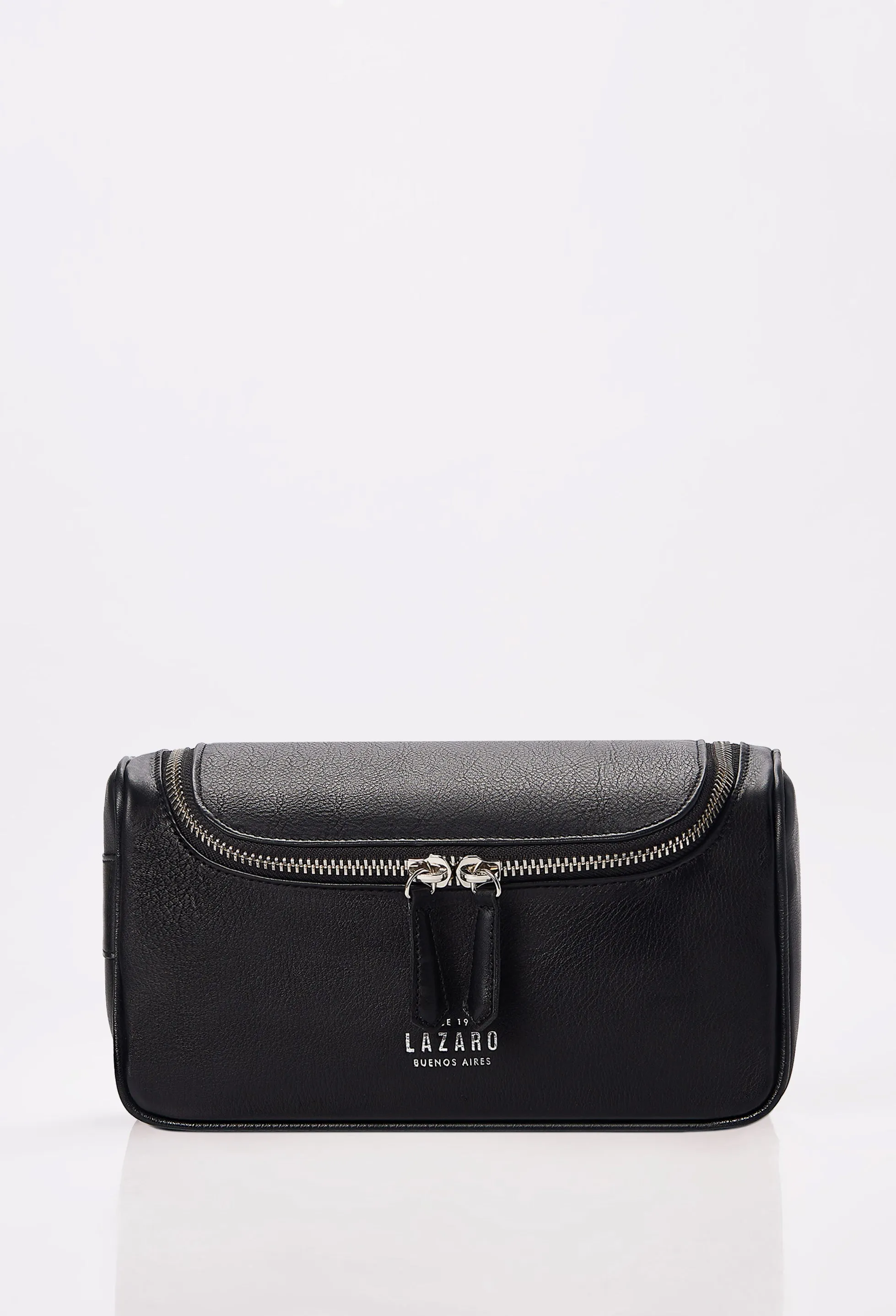 Black Leather Large Toiletry Bag