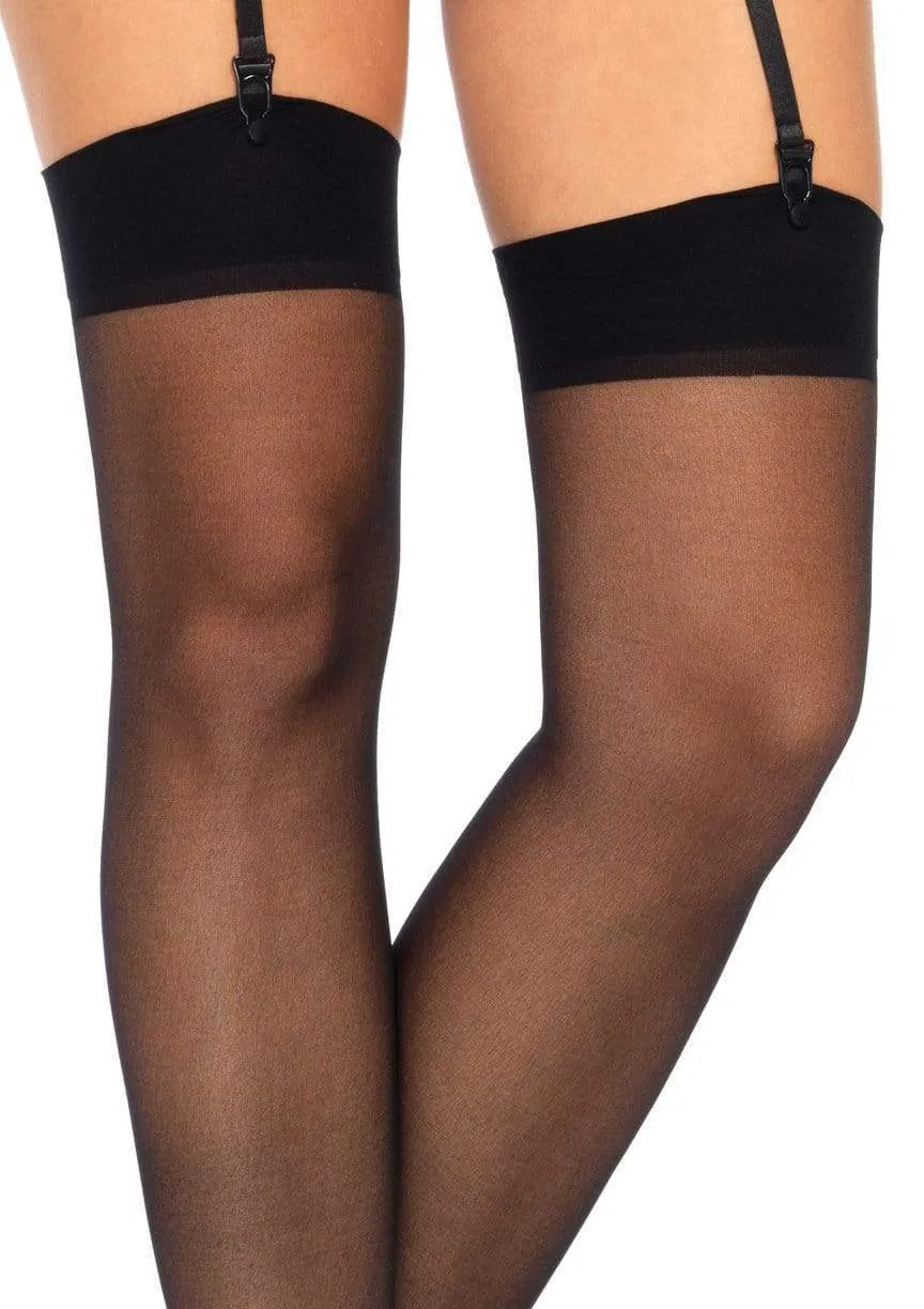 Black Sheer Thigh High Stockings - One Size and Queen Available