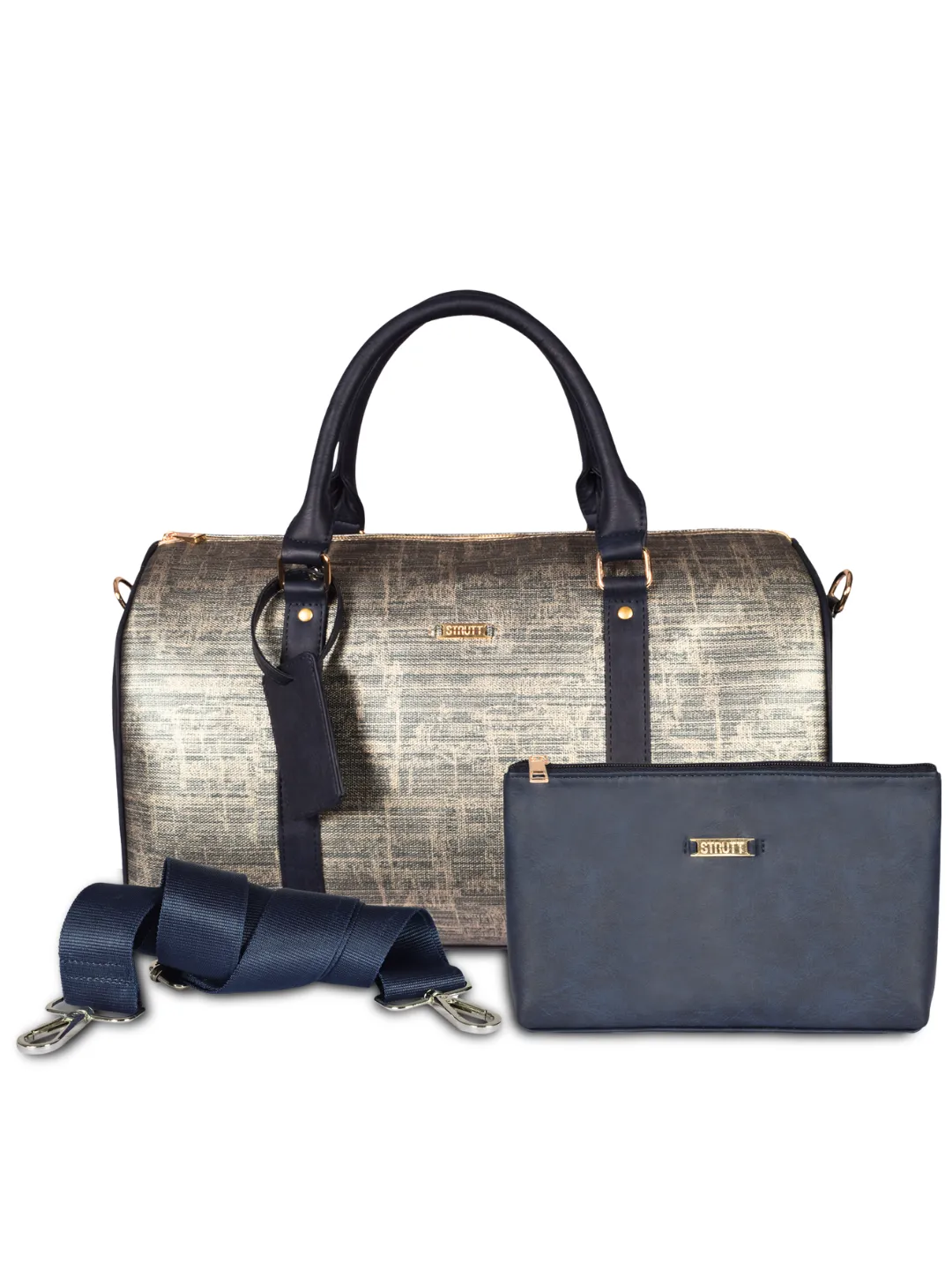 Blue & Gold Cabin Bag with Toiletry Kit - Carry on Luggage