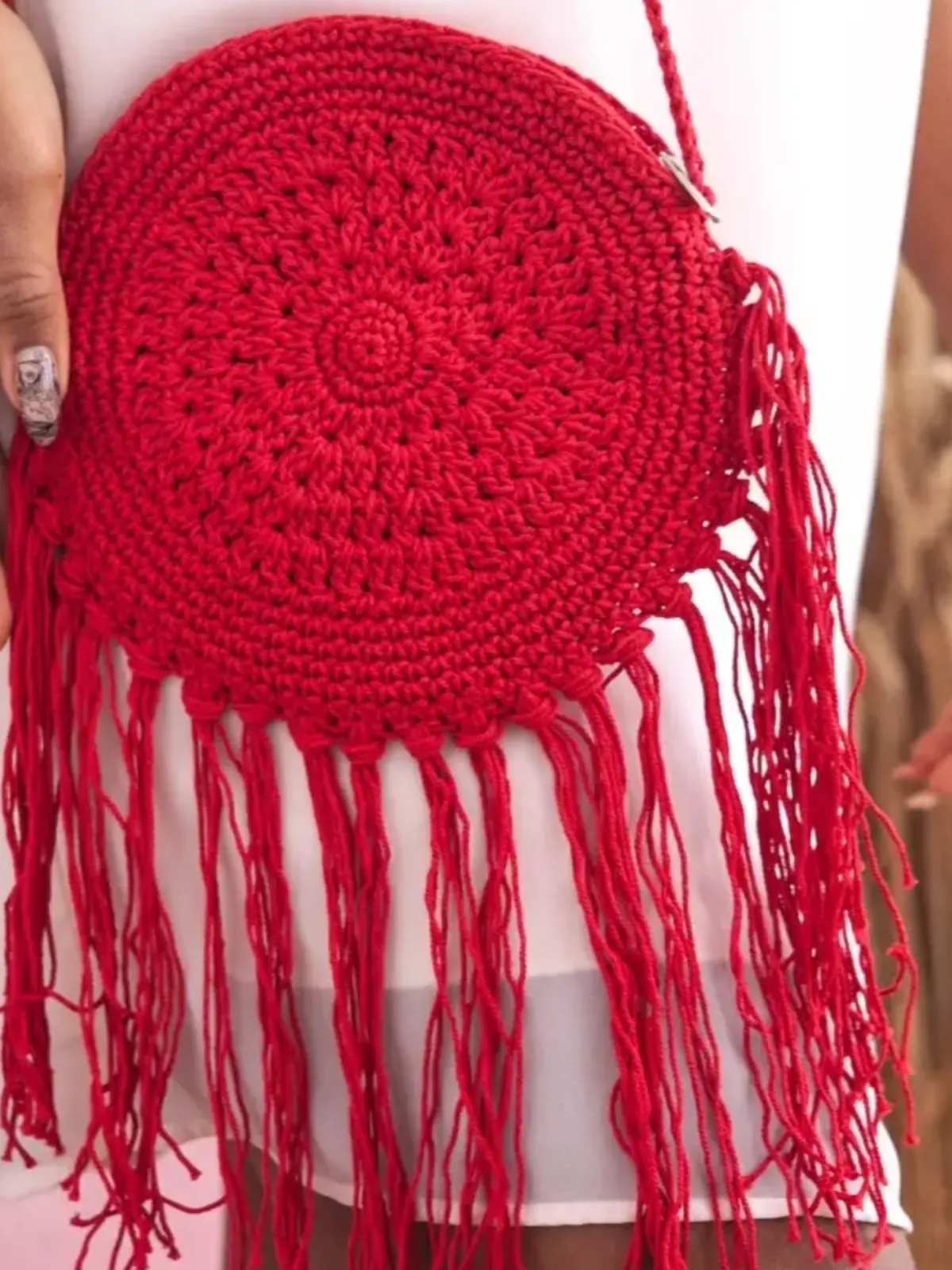 Boho Princess Crochet Red Crossbody Bag