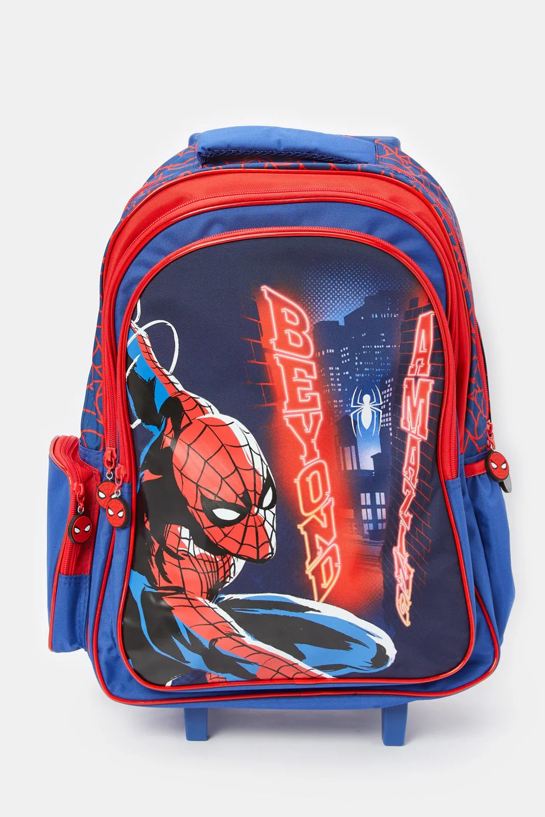 Boys Blue And Red Spider Man Print 18" Trolley Bag