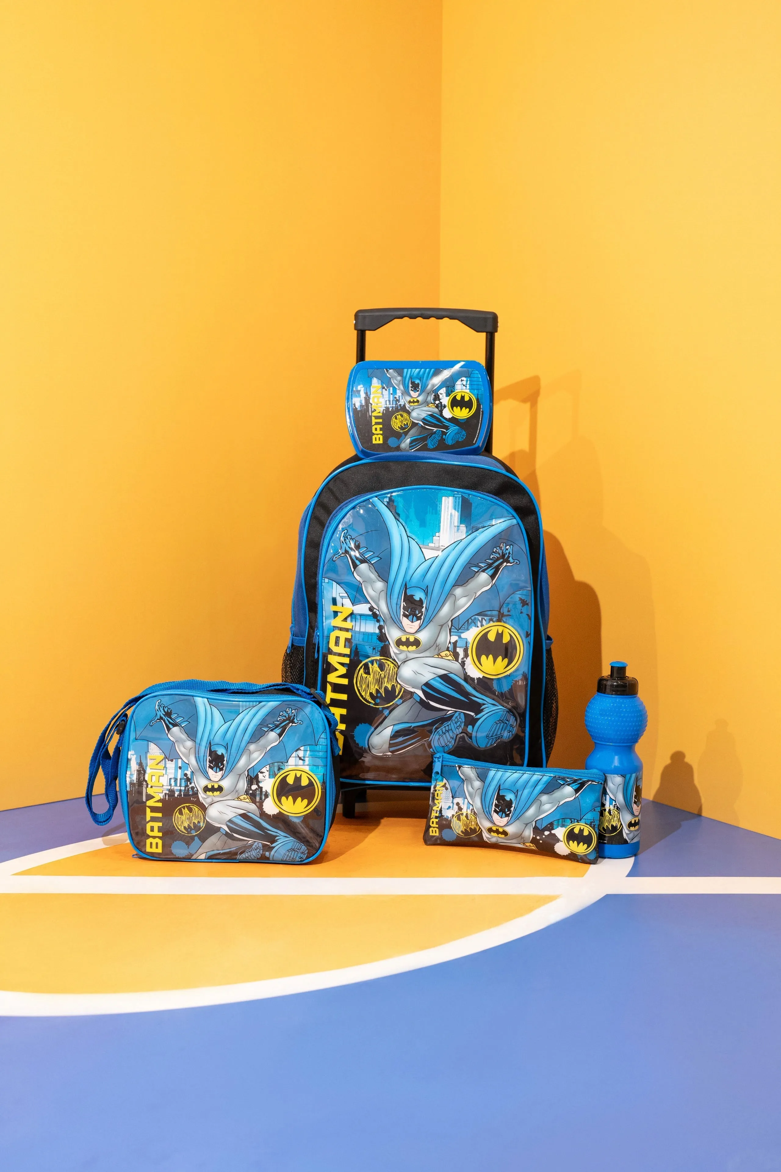 Boys Blue Batman Print Trolley Set (5 Piece)