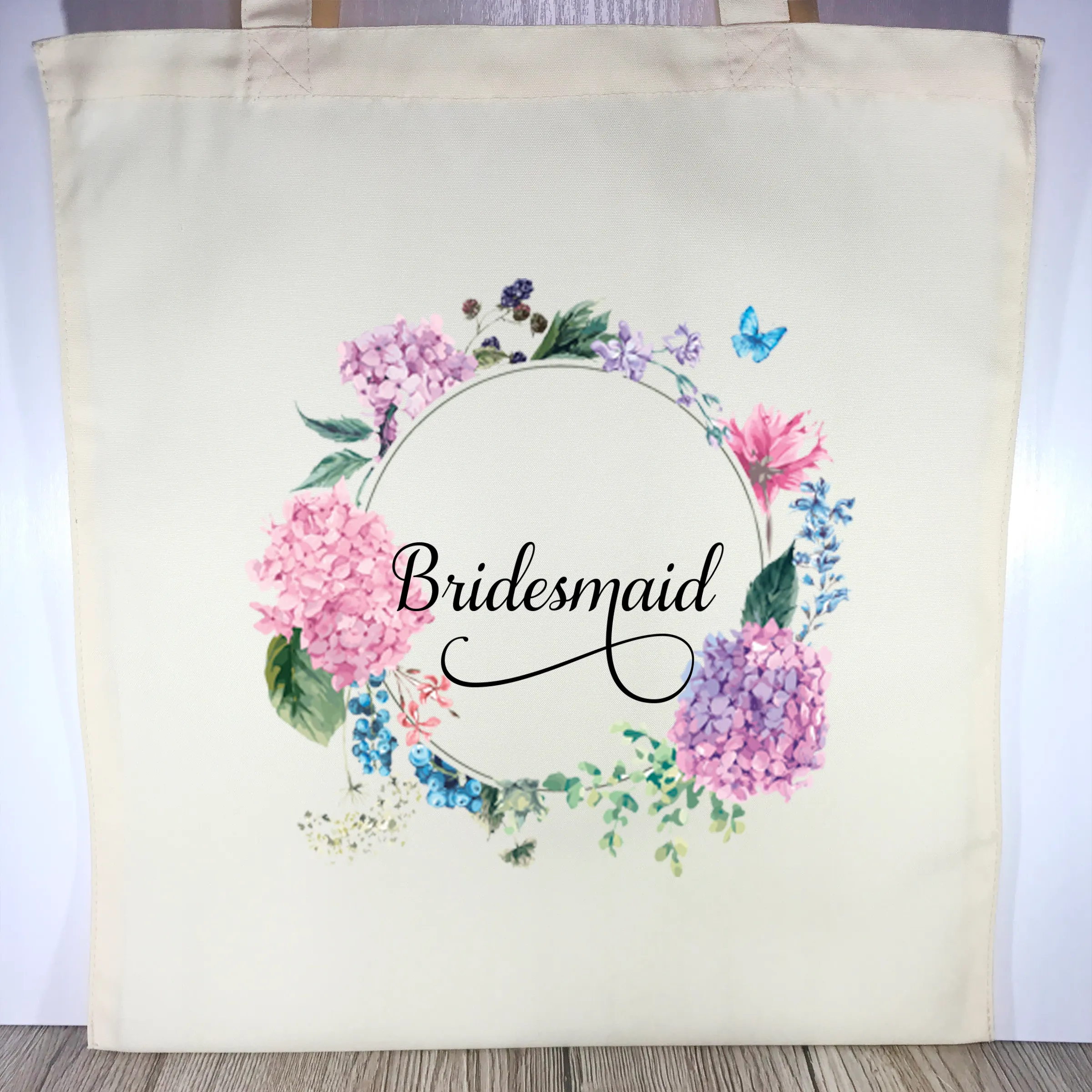 Bridesmaid Floral Wreath Wedding Tote Bag