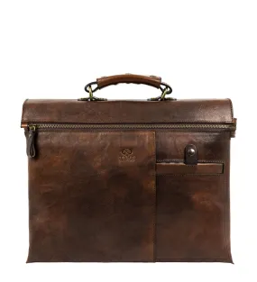 Brown Leather Briefcase Laptop Bag for Women - From Here to Eternity