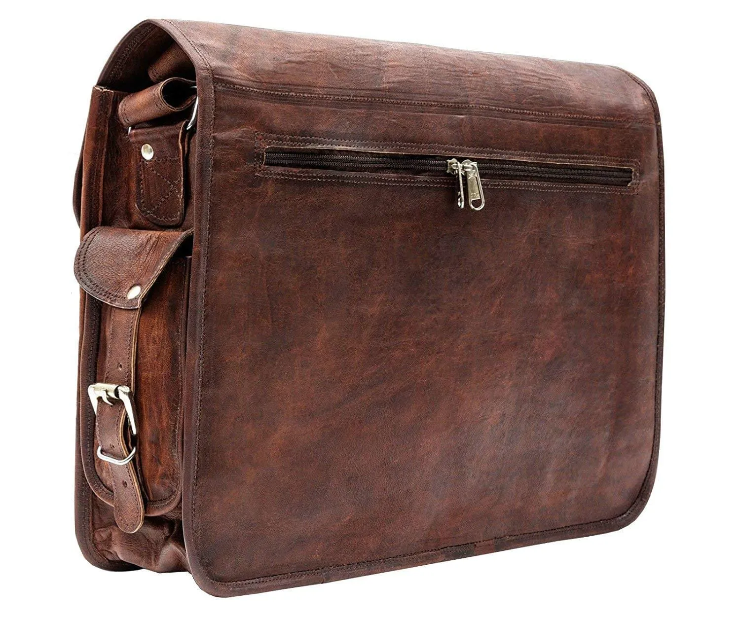 Brown Leather Messenger Bag 15 Inch