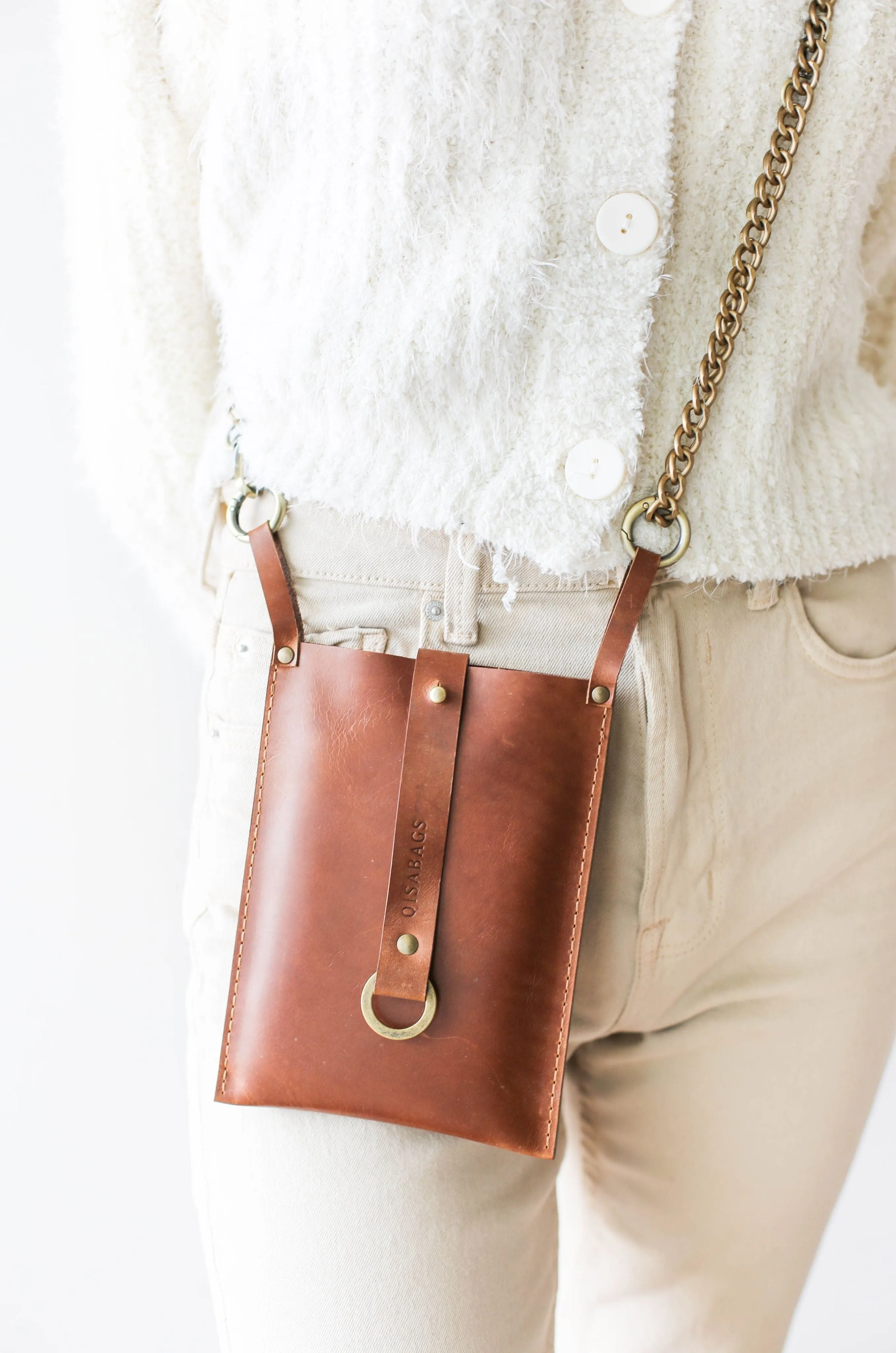 Brown Leather Phone Bag