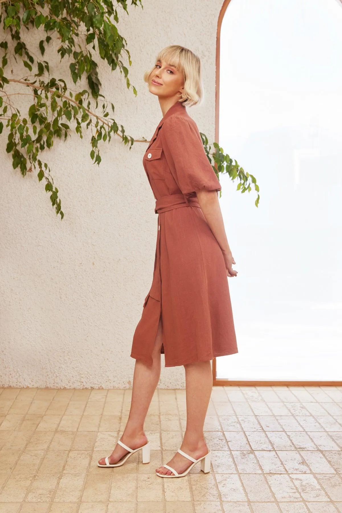 Calista Dress - Rust