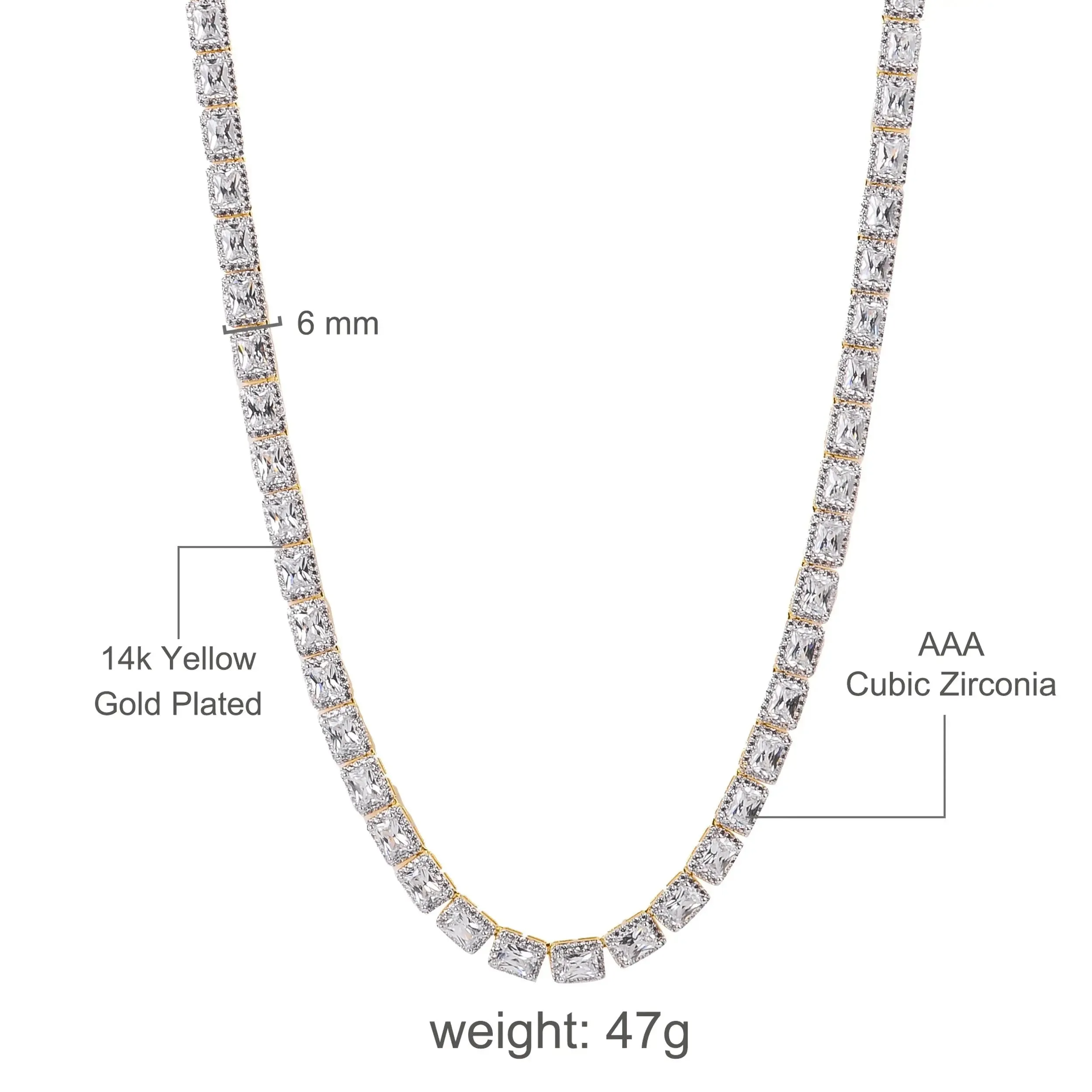 Celestial Radiance Square Tennis Necklace