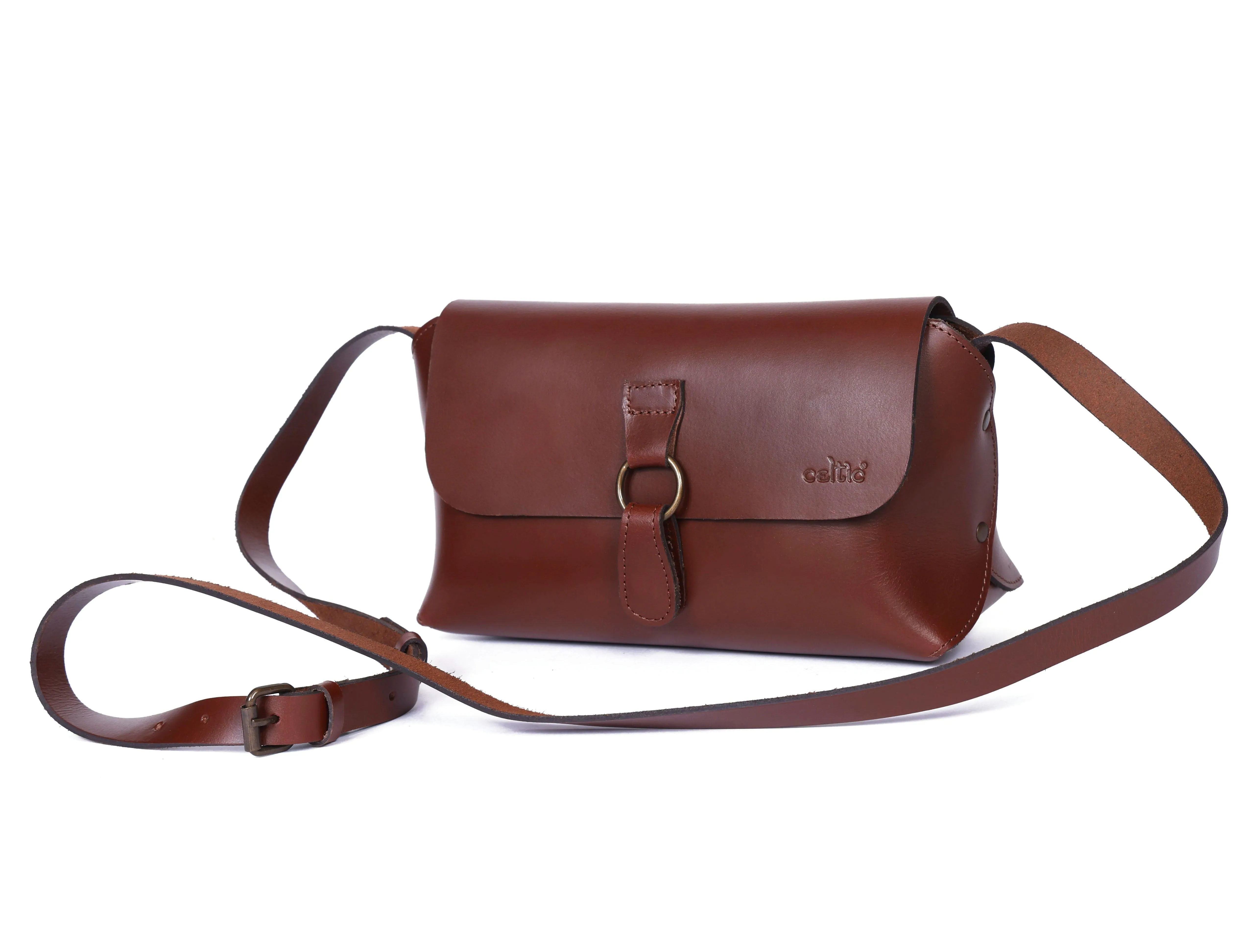 Celtic Stylish and Functional Brown Leather Cross Body Bag - Perfect for Everyday Use. Art: BG-1409