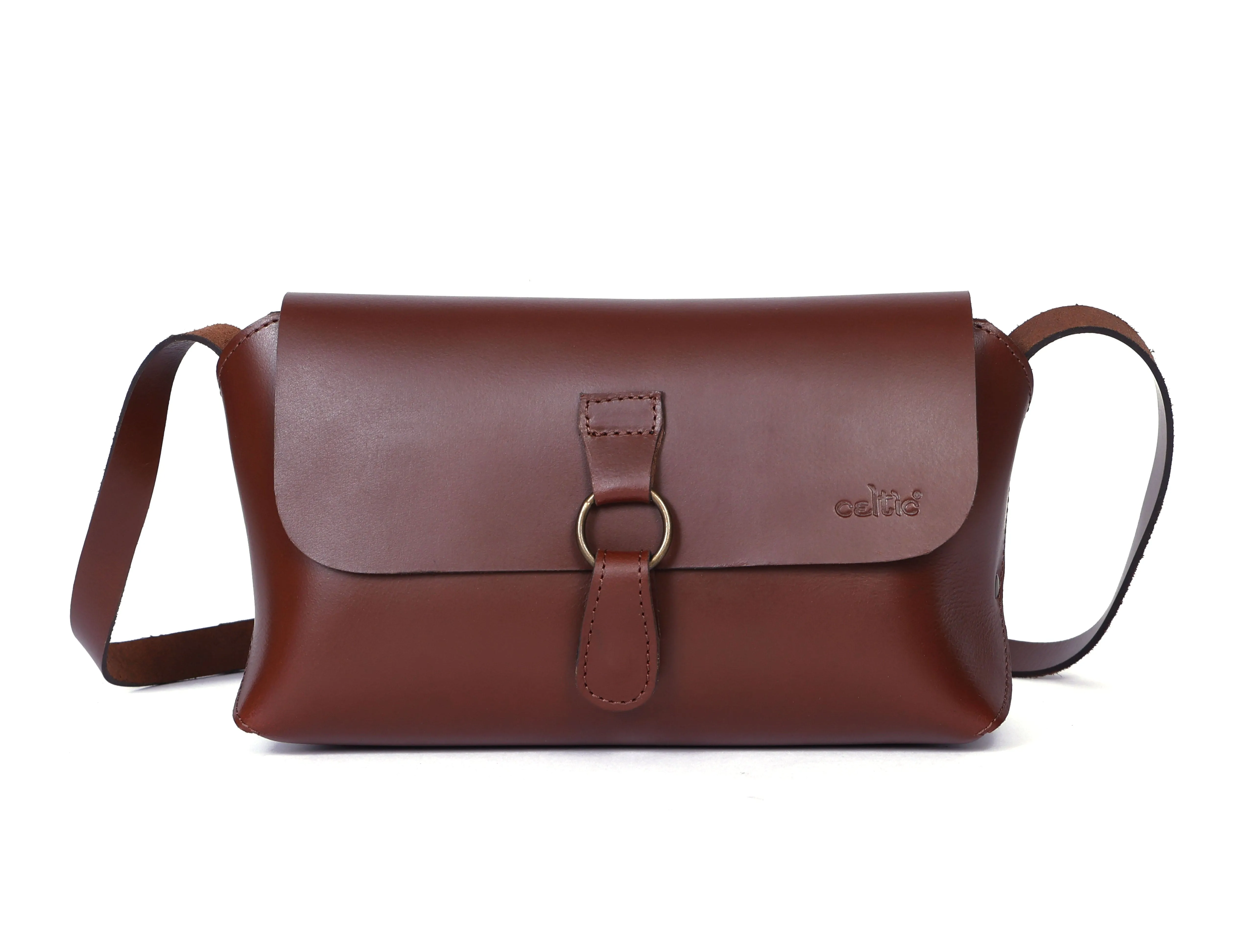 Celtic Stylish and Functional Brown Leather Cross Body Bag - Perfect for Everyday Use. Art: BG-1409