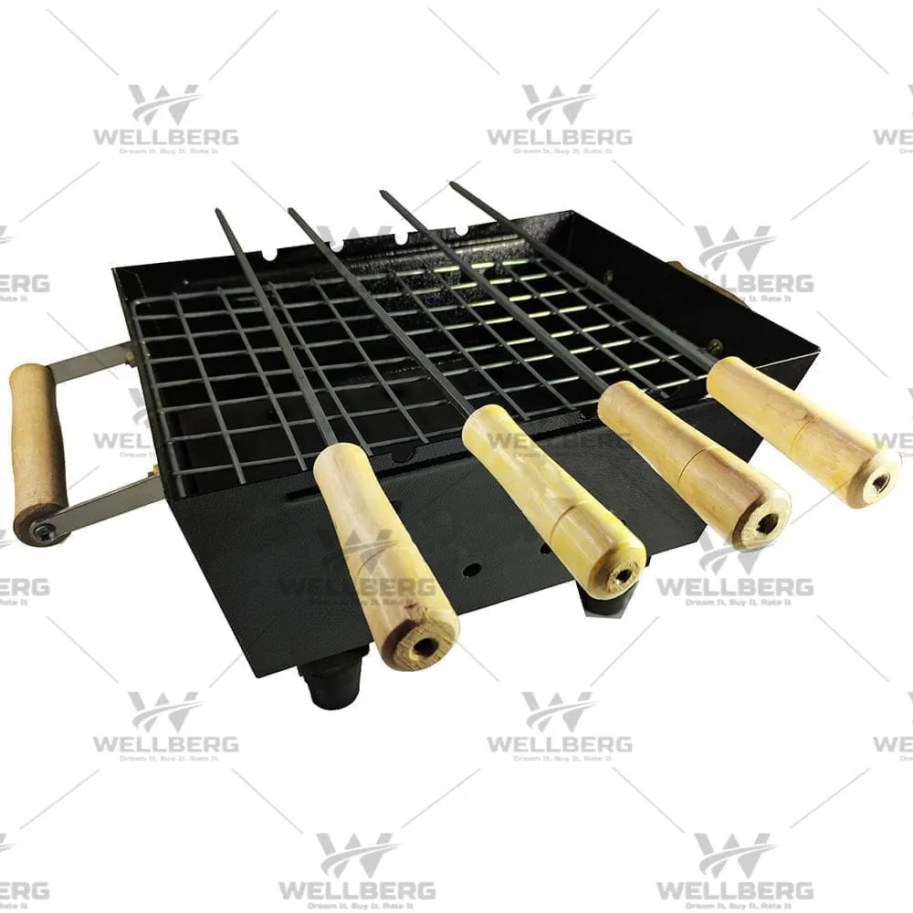 Charcoal Grill Barbecue, Rubber Leg with 4 Skewers