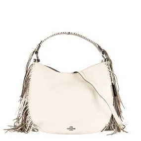 Coach Cream Leather Nomad Fringe Hobo Bag