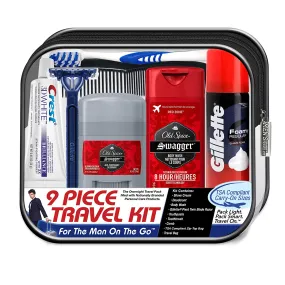 Convenience Kits International Men'S Deluxe, 9-Piece Kit with Travel Size TSA Compliant Essentials , Featuring: Old Spice Products in Reuseable Toiletry Bag