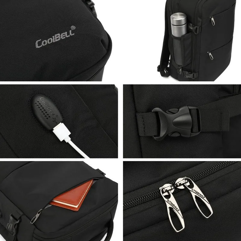 CoolBELL Laptop Messenger Bag & Convertible Backpack | 2 in 1 | 15.6 Inch | Black