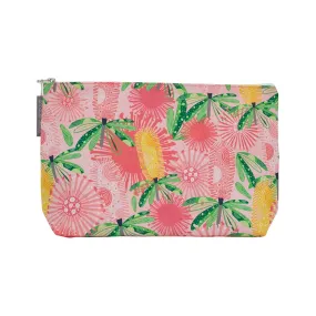 Cosmetic Bag Cotton Large - Pink Banksia