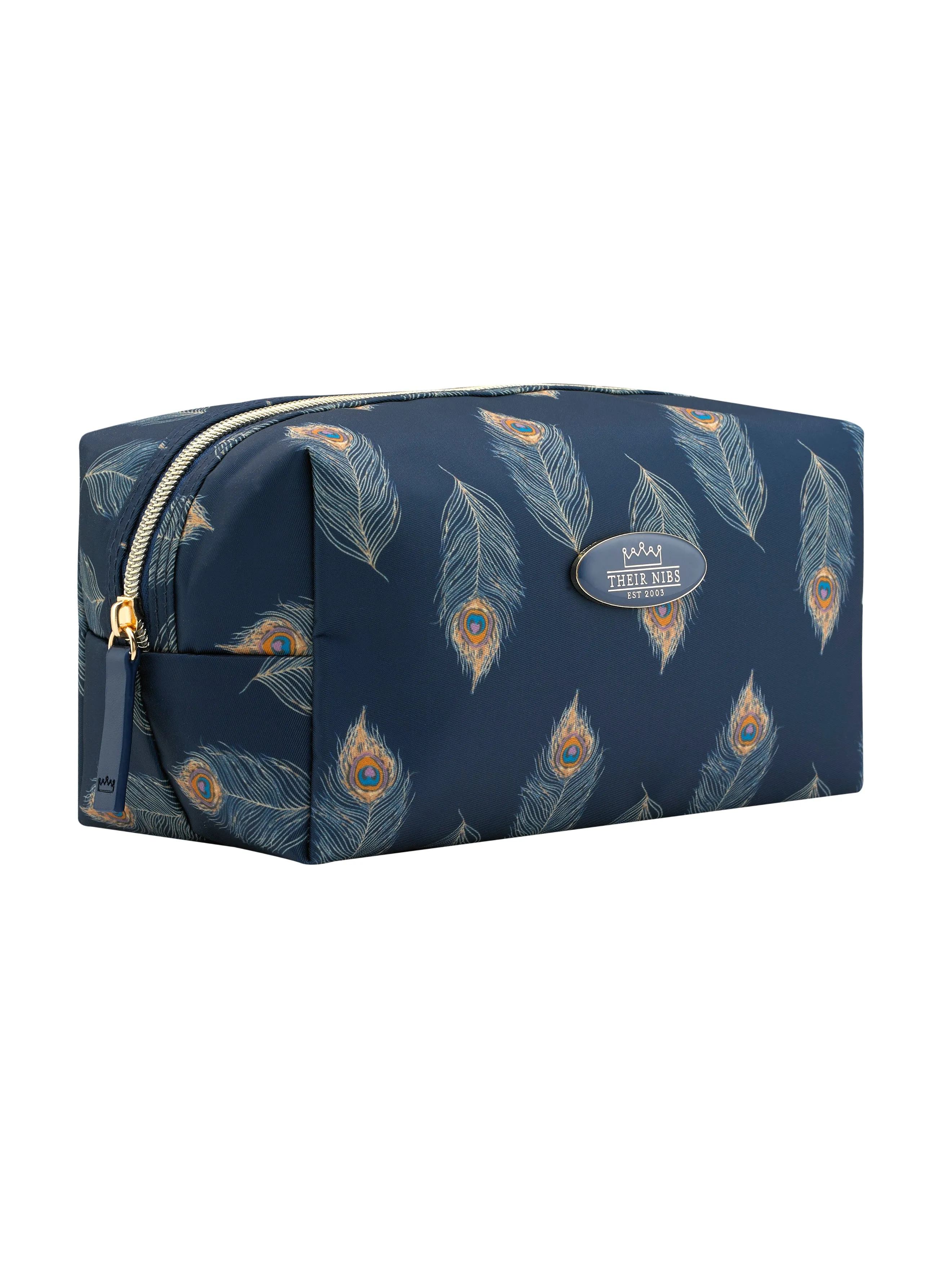 Cosmetic Bag Navy Gold Peacock