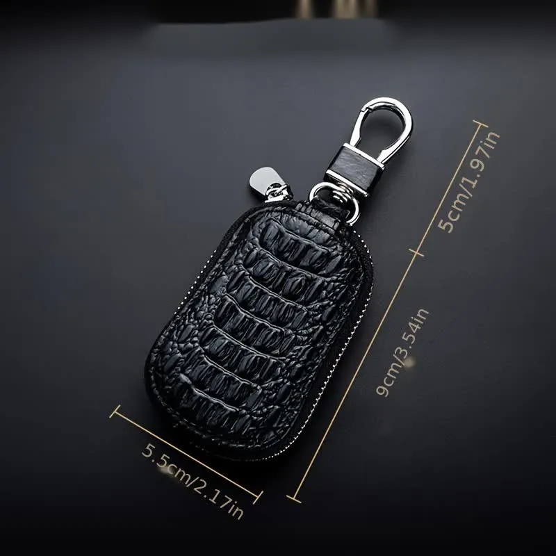 Crocodile Zipper Mini Waist Leather Car Key Case