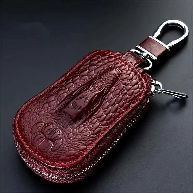 Crocodile Zipper Mini Waist Leather Car Key Case