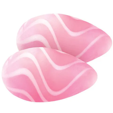 CRYSTAL PREMIUM GLASS EGGS - PINK/WHITE STRIPES