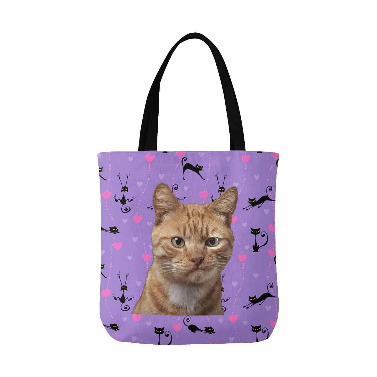 Custom Cat Face Love Heart Canvas Tote Bag