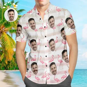 Custom Face Hawaiian Shirt Flamingo Paradise Personalised Aloha Beach Shirt For Men